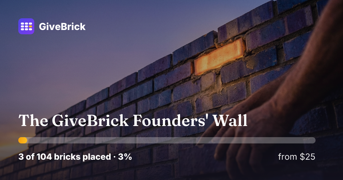 Live progress card for the GiveBrick Founders’ Wall